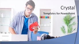  Presentation with paper making - Colorful PPT theme enhanced with video blogger recording making paper backdrop and a  colored foreground