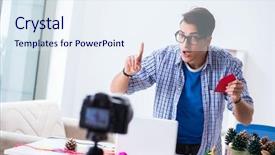  Presentation with paper making - Audience pleasing presentation theme consisting of video blogger recording making paper backdrop and a  colored foreground