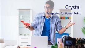  Presentation with paper making - PPT theme enhanced with video blogger recording making paper background and a  colored foreground