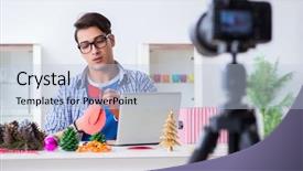  Presentation with paper making - Cool new PPT theme with video blogger recording making paper backdrop and a  colored foreground