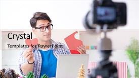  Presentation with paper making - PPT layouts having video blogger recording making paper background and a  colored foreground