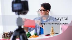  Presentation with paper making - PPT theme consisting of video blogger recording making paper background and a  colored foreground