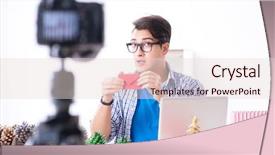  Presentation with paper making - PPT layouts featuring video blogger recording making paper background and a lemonade colored foreground