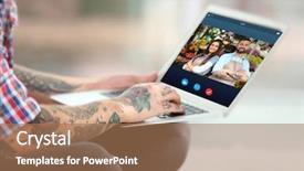  Presentation with modern flowers - Amazing slides having video call and chat concept backdrop and a coral colored foreground