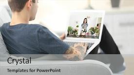  Presentation with modern flowers - Colorful theme enhanced with video call and chat concept backdrop and a light gray colored foreground
