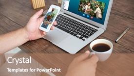  Presentation with modern flowers - Theme featuring video call and chat concept background and a coral colored foreground