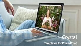  Presentation with modern flowers - PPT layouts consisting of video call and chat concept background and a ocean colored foreground