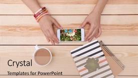  Presentation with modern flowers - PPT theme consisting of video call and chat concept background and a lemonade colored foreground