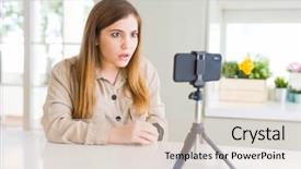  Presentation with fear - Beautiful slide set featuring video call using smartphone webcam backdrop and a lemonade colored foreground