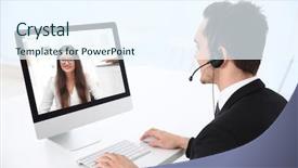  Presentation with technical support - Beautiful presentation featuring video call with technical support backdrop and a sky blue colored foreground