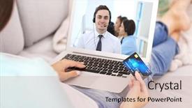  Presentation with technical support - Cool new presentation theme with video call with technical support backdrop and a soft green colored foreground