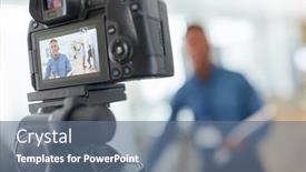  Presentation with recording - Beautiful PPT theme featuring video-camera-for-the-live backdrop and a ocean colored foreground