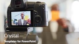  Presentation with online streaming - Cool new slide set with video-camera-in-the-production backdrop and a tawny brown colored foreground