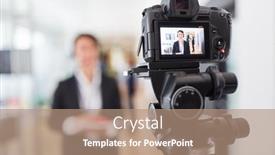  Presentation with recording - Slide set with video-camera-recording-a-business background and a coral colored foreground