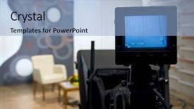  Presentation with lights camera action - Beautiful presentation theme featuring video camera viewfinder - recording backdrop and a light blue colored foreground