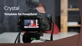  Presentation with video - Presentation design consisting of video-camera-with-young-male background and a dark gray colored foreground