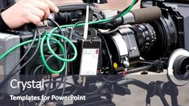  Presentation with video production - Theme featuring video camera background and a dark gray colored foreground