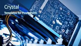  Presentation with mining - Amazing slide set having video card - bitcoin mining device backdrop and a ocean colored foreground