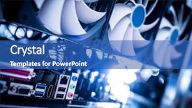  Presentation with mining - Beautiful PPT theme featuring video card - cryptocurrency mining machine backdrop and a teal colored foreground