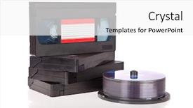  Presentation with cassette - Presentation theme enhanced with video cassette tapes with dvd background and a white colored foreground