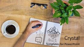  Presentation with chat - Beautiful presentation featuring video chat and apps doodle backdrop and a coral colored foreground