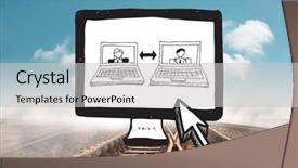  Presentation with chat - Presentation theme with video chat doodle on computer background and a  colored foreground