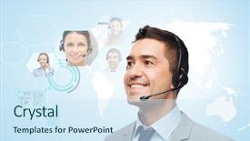  Presentation with business communication - Presentation design consisting of video conference - business people technology and communication background and a sky blue colored foreground