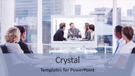  Presentation with video conference - Amazing presentation having video conference - group of business people looking backdrop and a light blue colored foreground