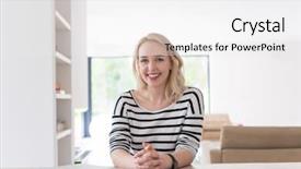  Presentation with luxury - PPT layouts consisting of video conference - young woman with her laptop background and a white colored foreground