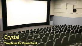  Presentation with cinema - Presentation theme having video curtains - modern cinema and wide white background and a tawny brown colored foreground