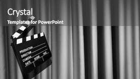  Presentation with movie curtain - Audience pleasing PPT theme consisting of video curtains - movie clapper board against curtain backdrop and a  colored foreground