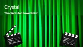  Presentation with movie curtain - Colorful PPT theme enhanced with video curtains - movie clapper board against curtain backdrop and a  colored foreground