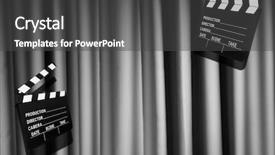  Presentation with movie curtain - PPT theme featuring video curtains - movie clapper board against curtain background and a dark gray colored foreground