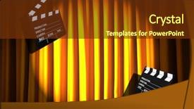  Presentation with movie curtain - Slide set enhanced with video curtains - movie clapper board against curtain background and a  colored foreground