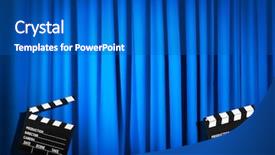  Presentation with movie curtain - PPT theme with video curtains - movie clapper board against curtain background and a  colored foreground