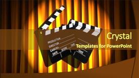  Presentation with movie curtain - Slide set having video curtains - movie clapper board against curtain background and a tawny brown colored foreground