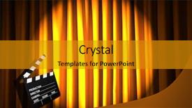  Presentation with movie curtain - Presentation design enhanced with video curtains - movie clapper board against curtain background and a gold colored foreground