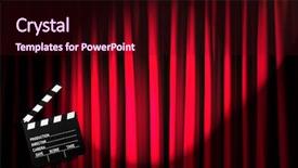  Presentation with movie curtain - Amazing presentation theme having video curtains - movie clapper board against curtain backdrop and a wine colored foreground