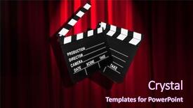  Presentation with movie curtain - Cool new presentation design with video curtains - movie clapper board against curtain backdrop and a wine colored foreground