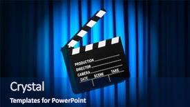  Presentation with movie curtain - PPT theme consisting of video curtains - movie clapper board against curtain background and a  colored foreground