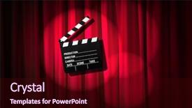  Presentation with movie curtain - Presentation theme with video curtains - movie clapper board against curtain background and a wine colored foreground