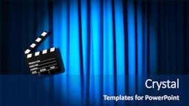  Presentation with movie curtain - PPT theme featuring video curtains - movie clapper board against curtain background and a  colored foreground