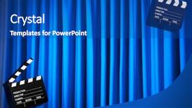  Presentation with movie curtain - Cool new presentation with video curtains - movie clapper board against curtain backdrop and a ocean colored foreground