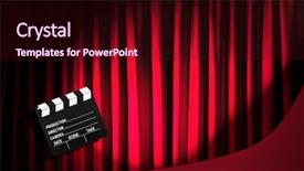  Presentation with movie curtain - Cool new theme with video curtains - movie clapper board against curtain backdrop and a wine colored foreground
