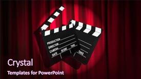 Presentation with movie curtain - Cool new slide set with video curtains - movie clapper board against curtain backdrop and a  colored foreground