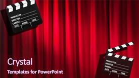  Presentation with movie curtain - Presentation enhanced with video curtains - movie clapper board against curtain background and a wine colored foreground