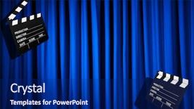  Presentation with movie curtain - Audience pleasing theme consisting of video curtains - movie clapper board against curtain backdrop and a  colored foreground