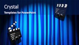  Presentation with movie curtain - Colorful PPT theme enhanced with video curtains - movie clapper board against curtain backdrop and a navy blue colored foreground