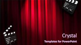  Presentation with movie curtain - Amazing theme having video curtains - movie clapper board against curtain backdrop and a wine colored foreground