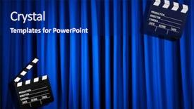  Presentation with movie curtain - PPT theme having video curtains - movie clapper board against curtain background and a navy blue colored foreground